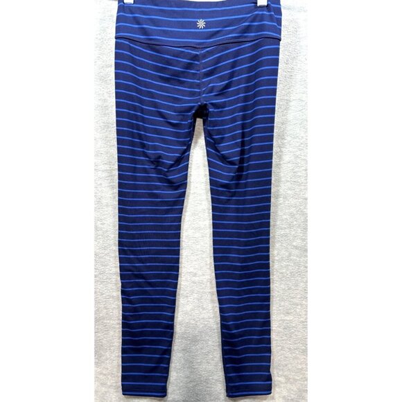 Athleta Women's Chaturanga Striped Blue Leggings Size S Activewear Wicking - Picture 3 of 3